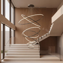 Dimmable Geometric Ring Pendant Light – Modern Aluminium Design
