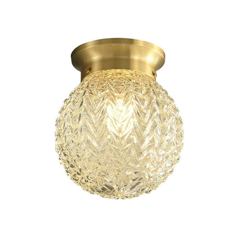 Brass Glass Semi Flush Mount Ceiling Light