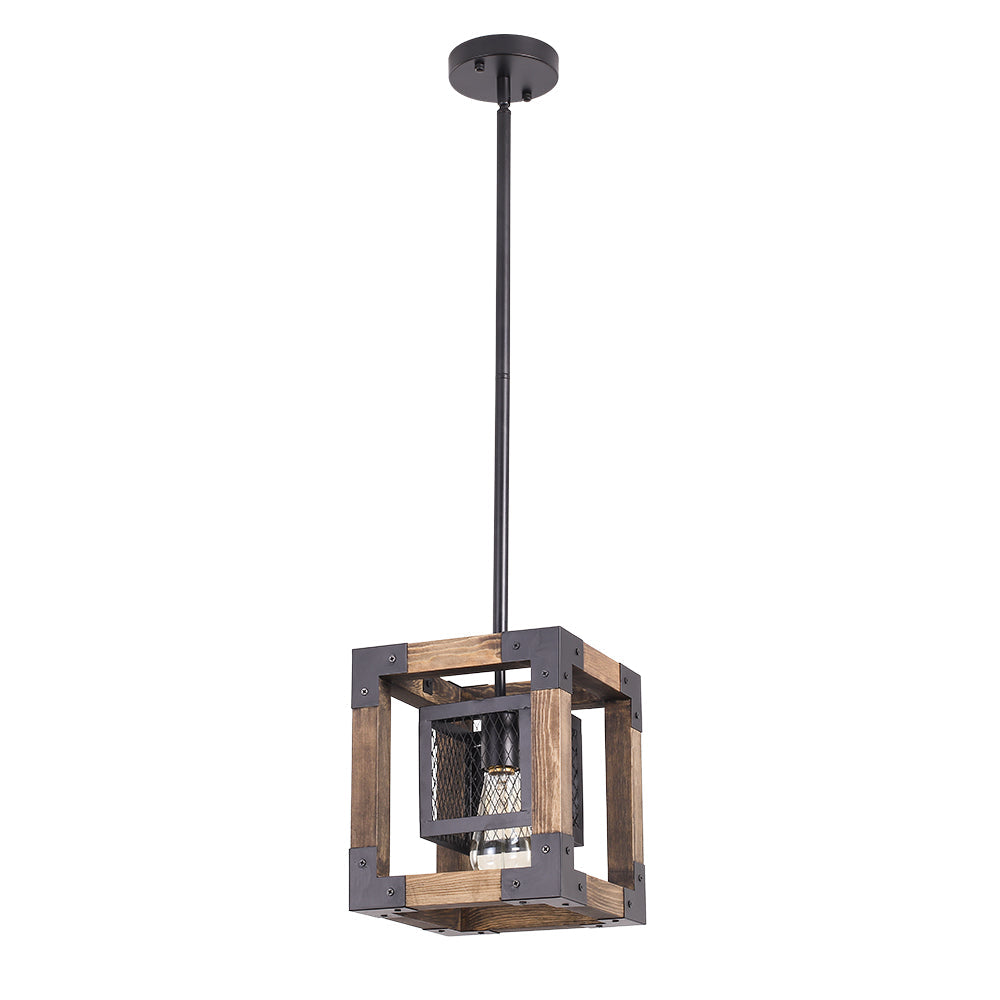 Kitchen Industrial Rustic Wood Pendant Light