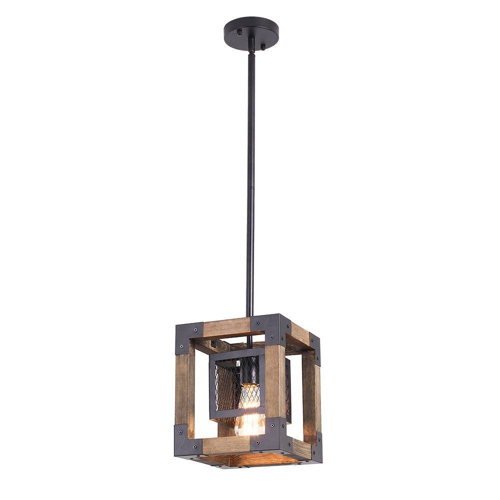 Kitchen Industrial Rustic Wood Pendant Light