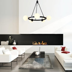 Milk Glass Globes Black Bubble Chandelier