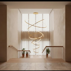 Dimmable Geometric Ring Pendant Light – Modern Aluminium Design