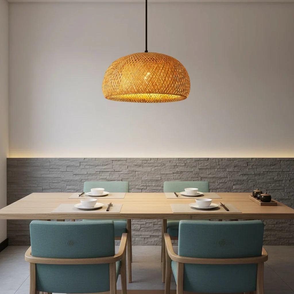 Hand-Woven Natural Rattan Pendant Light – Japandi & Bohemian Style