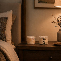 Marble Lamp – Handmade, White with Unique Veins for Modern Interiors and Ambient Lighting