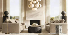 Opal Glass Cluster Chandelier, Black Finish, 51.75" Diam. 24.5"h, A Grid of Opal Glass Spheres, Dining Room & Living Room