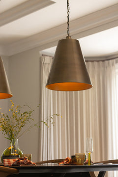 Albany Funnel Pendant Light - 16 inch - Brass - Chain Holder
