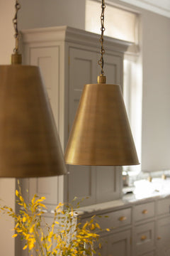 Albany Funnel Pendant Light - 16 inch - Brass - Chain Holder
