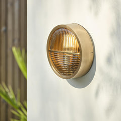 Bulkhead Outdoor & Bathroom Round Wall Light - Ribbed Glass