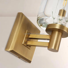 Faceted Crystal Block Wall Light, Bronze Finish, Rectangular Backplate with Double Bar Arm, Bedroom & Hallway