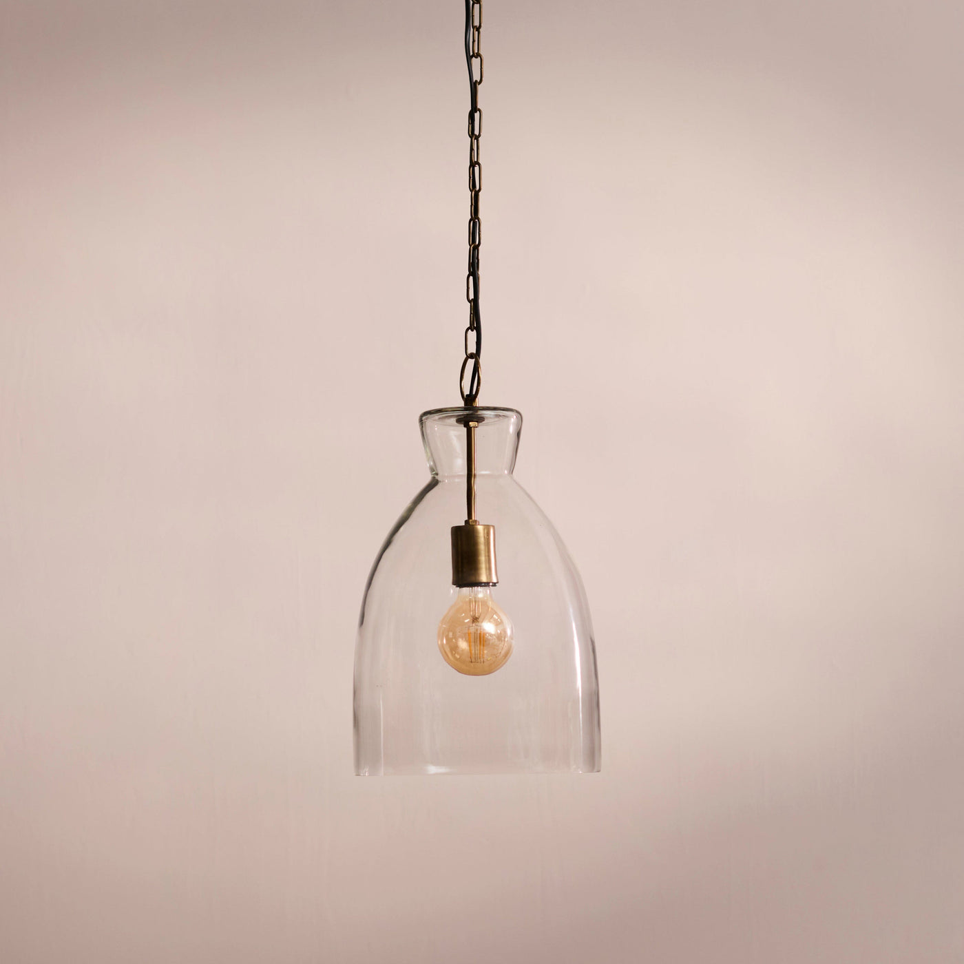 Aldsworth 37cm Glass Pendant Light - Gold with Clear Glass