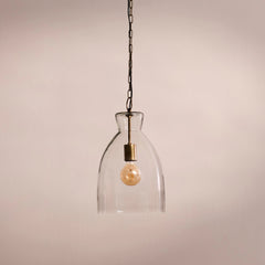 Aldsworth 37cm Glass Pendant Light - Gold with Clear Glass