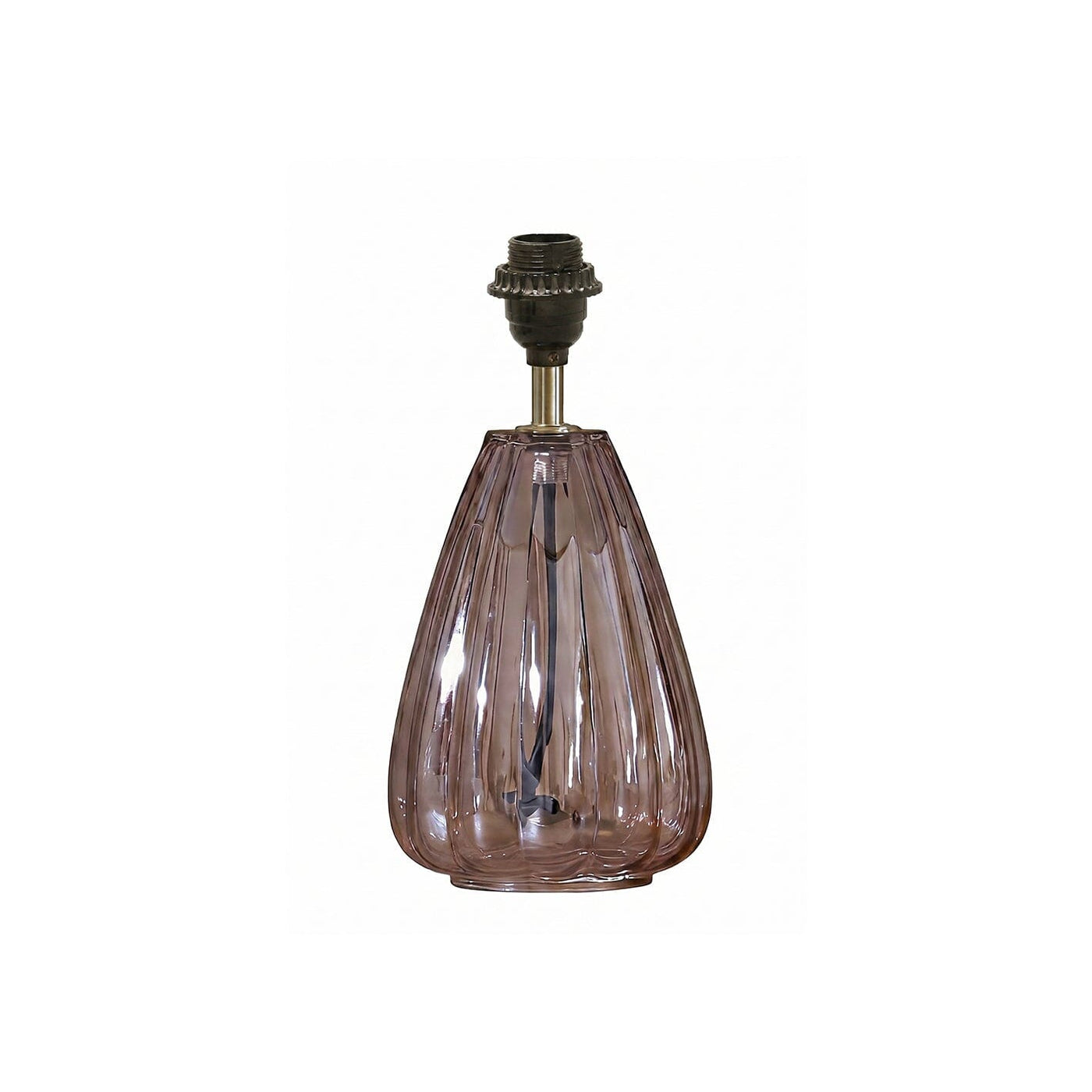 Alma 23cm Glass Lamp Base - Smoke Grey & Coningsby Taupe Cotton Lampshade - 30cm