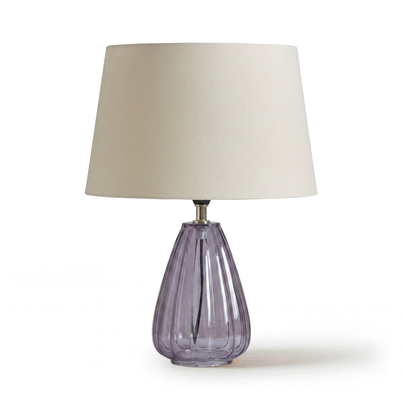 Alma 23cm Smoke Grey Glass Lamp & Coningsby Snow White Cotton Lampshade - 30cm