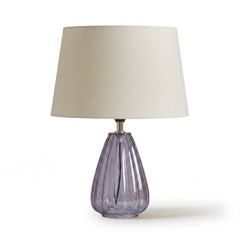 Alma 23cm Smoke Grey Glass Lamp & Coningsby Snow White Cotton Lampshade - 30cm