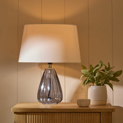 Alma 23cm Glass Lamp Base - Smoke Grey