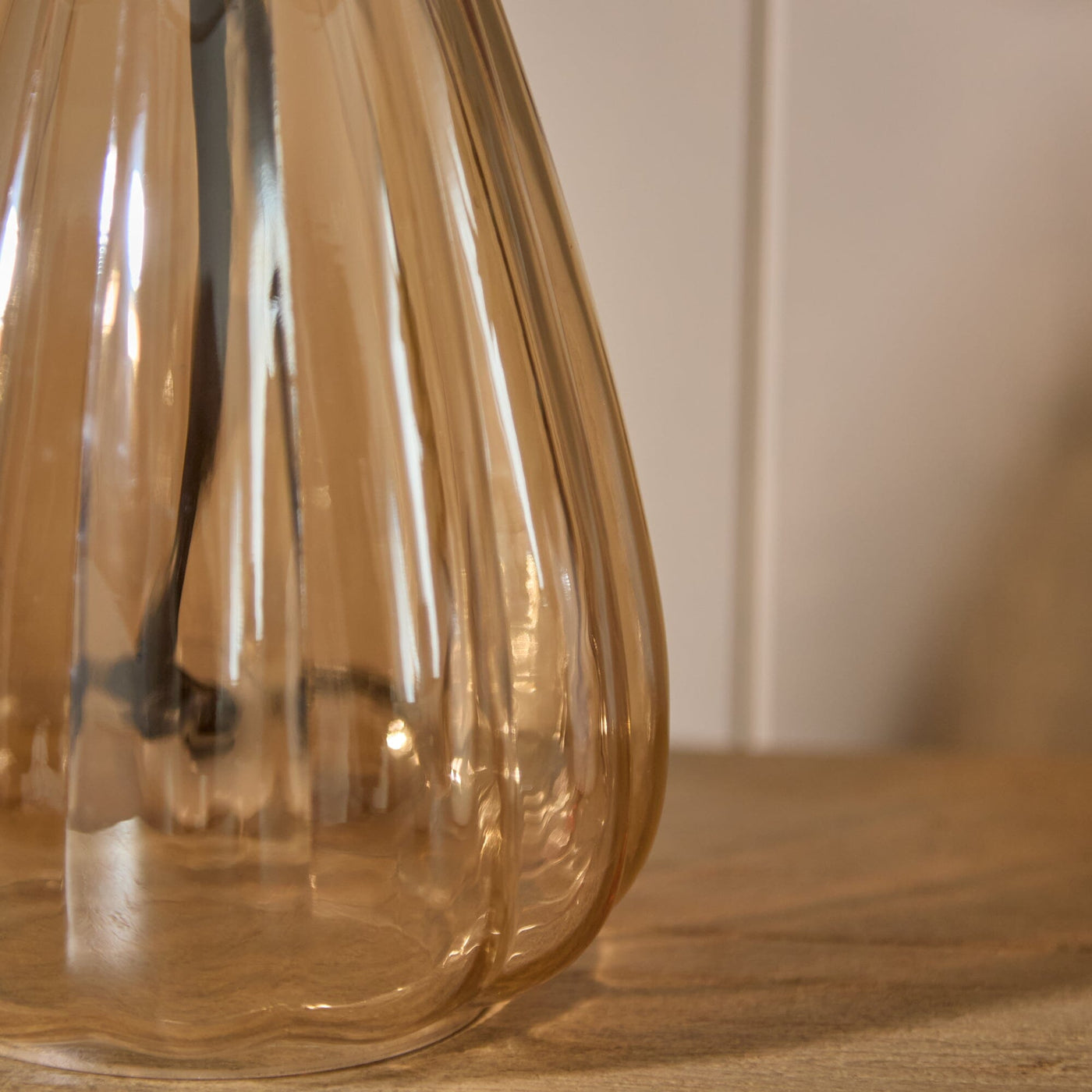Alma 23cm Champagne Glass Table Lamp & Coningsby Snow White Cotton Lampshade - 30cm