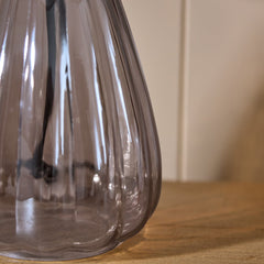 Alma 23cm Smoke Grey Glass Lamp & Coningsby Snow White Cotton Lampshade - 30cm