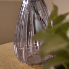 Alma 23cm Smoke Grey Glass Lamp & Coningsby Snow White Cotton Lampshade - 30cm