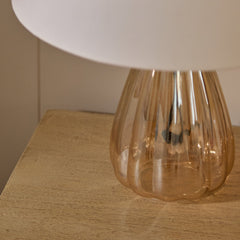 Alma 23cm Champagne Glass Table Lamp & Coningsby Snow White Cotton Lampshade - 30cm