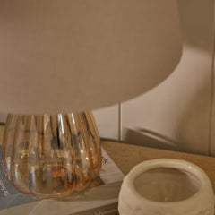Alma 23cm Champagne Glass Table Lamp & Coningsby Taupe Cotton Lampshade - 30cm