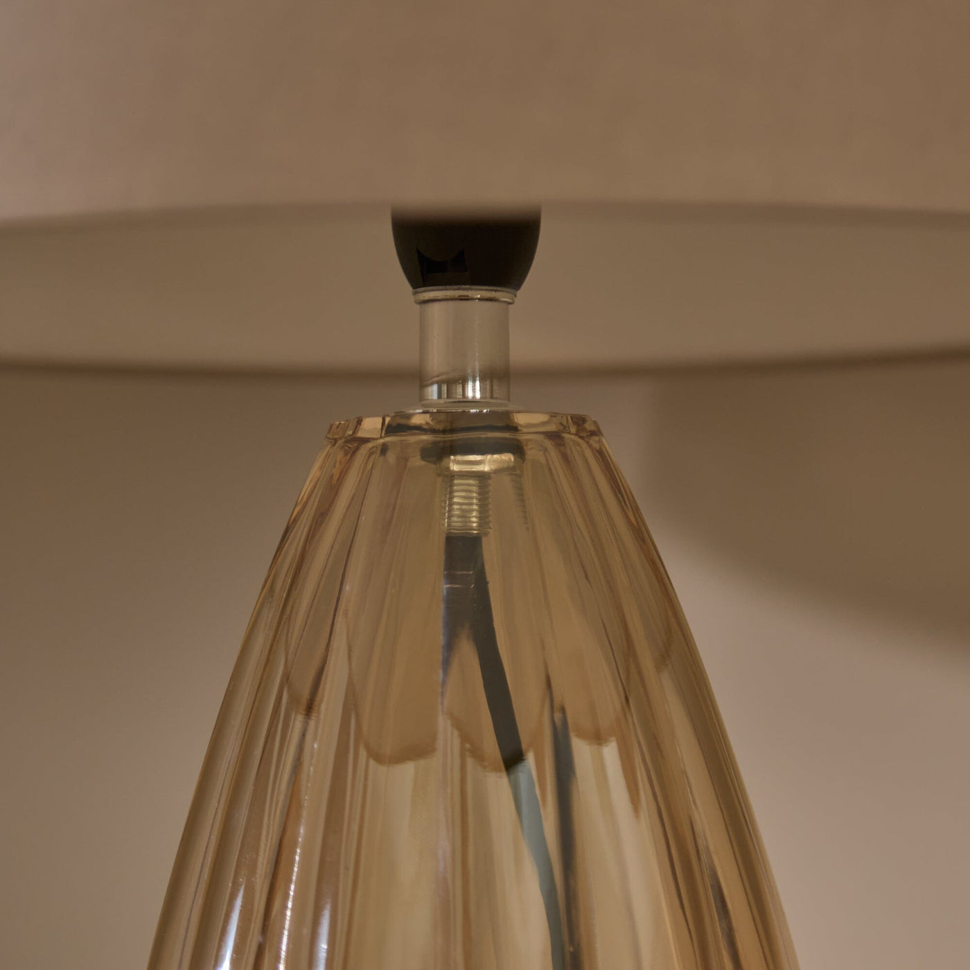 Alma 23cm Champagne Glass Table Lamp & Coningsby Taupe Cotton Lampshade - 30cm