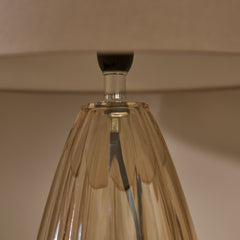 Alma 23cm Champagne Glass Table Lamp & Coningsby Taupe Cotton Lampshade - 30cm