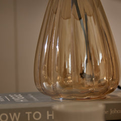 Alma 23cm Champagne Glass Table Lamp & Coningsby Taupe Cotton Lampshade - 30cm