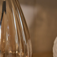 Alma 23cm Champagne Glass Table Lamp & Coningsby Taupe Cotton Lampshade - 30cm