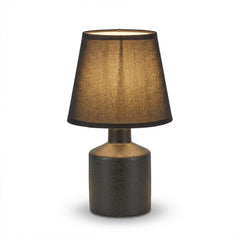 Amberley 28cm Ceramic Table Lamp - Black & Grey Polyester Shade