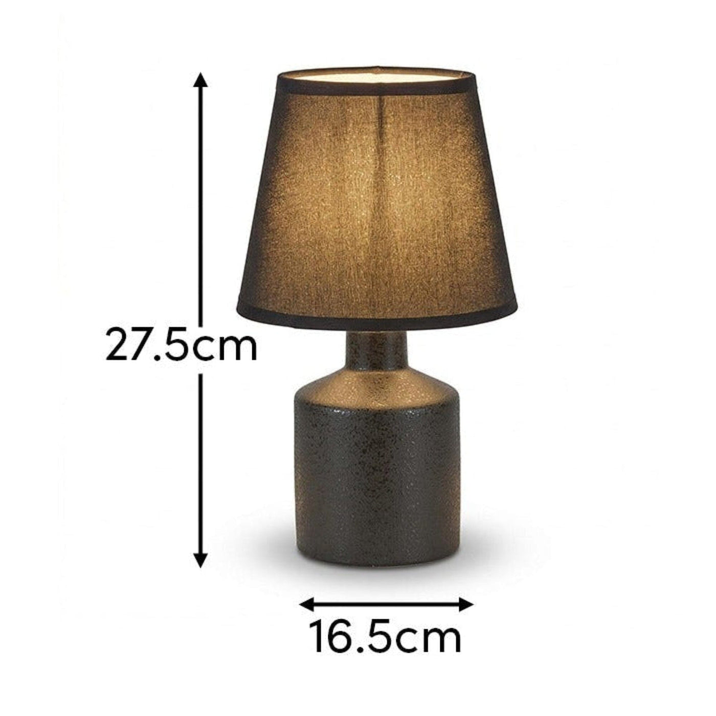 Amberley 28cm Ceramic Table Lamp - Black & Grey Polyester Shade