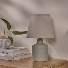 Amberley 28cm Ceramic Table Lamp - Natural & Off White Polyester Shade