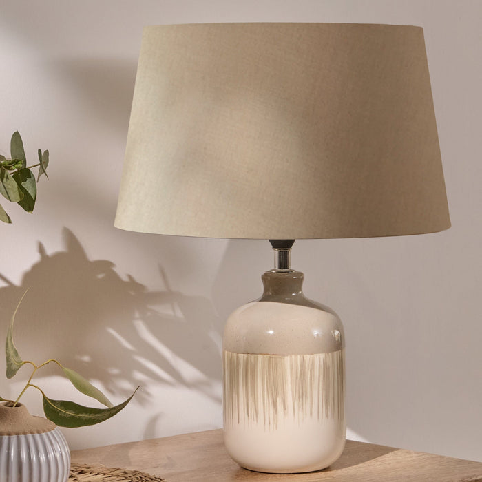 Arundel 24cm Clay  Ceramic Lamp Base & Coningsby Taupe Cotton Lampshade - 30cm