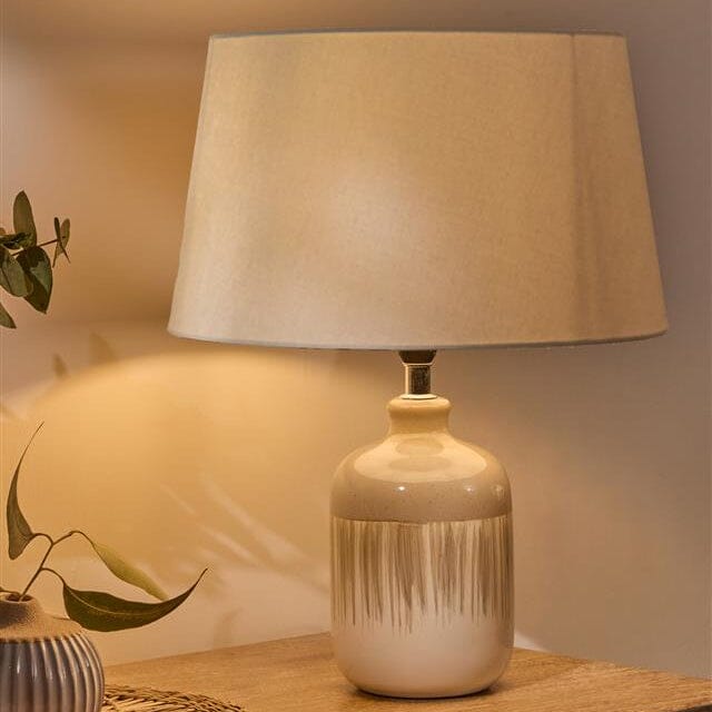 Arundel 24cm Clay  Ceramic Lamp Base & Coningsby Taupe Cotton Lampshade - 30cm