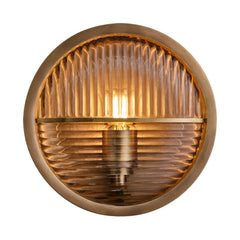 Bulkhead Outdoor & Bathroom Round Wall Light - Ribbed Glass