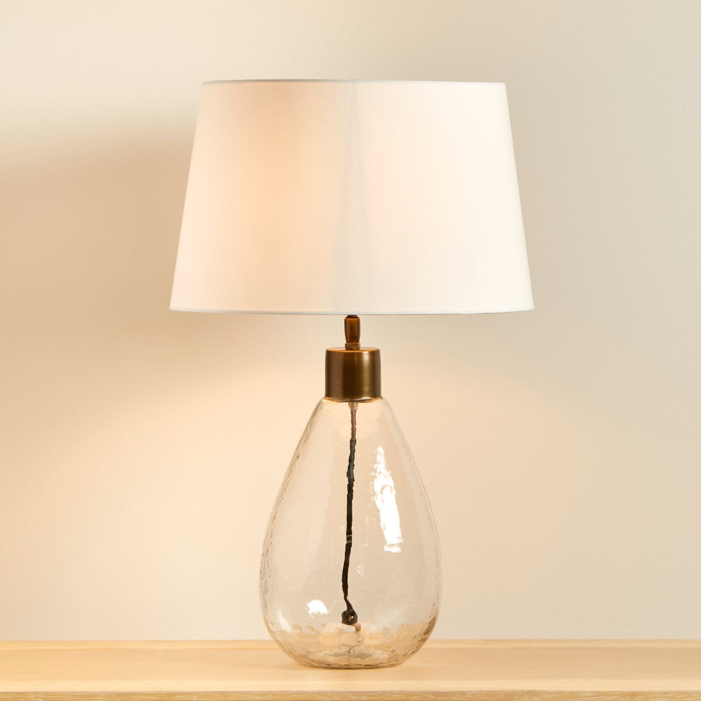 Breamore Clear Glass Lamp & Coningsby White Lampshade - 35cm