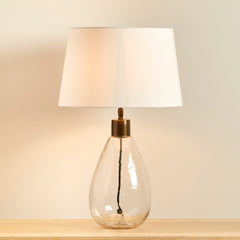 Breamore Clear Glass Lamp & Coningsby White Lampshade - 35cm