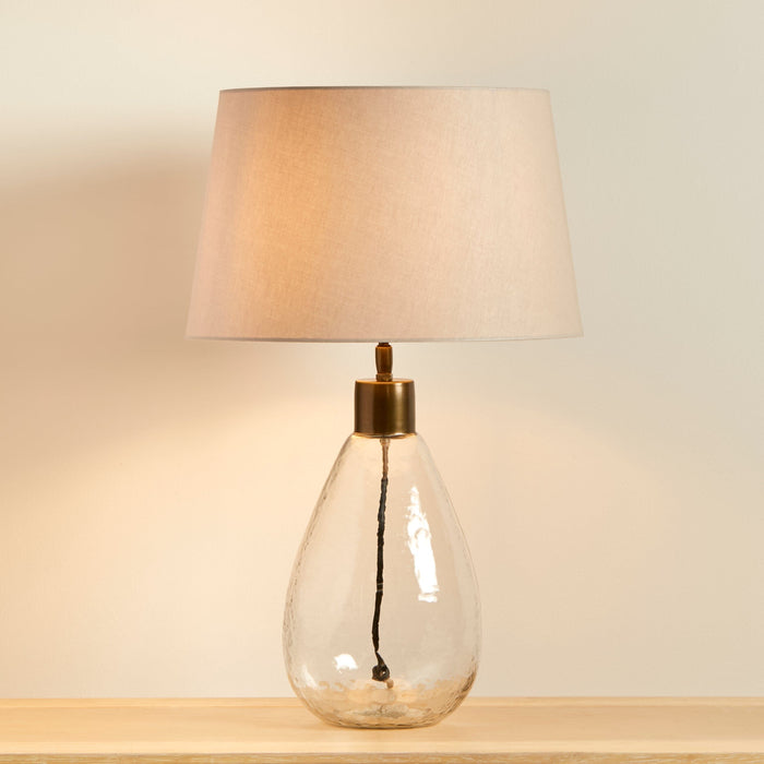 Breamore Clear Glass Lamp & Coningsby Taupe Cotton Lampshade - 35cm