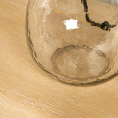 Breamore Clear Glass Lamp & Coningsby Taupe Cotton Lampshade - 35cm