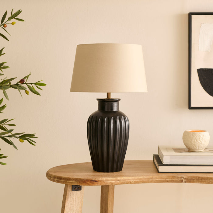 Burcot Black Mango Wood Lamp Base - 28cm