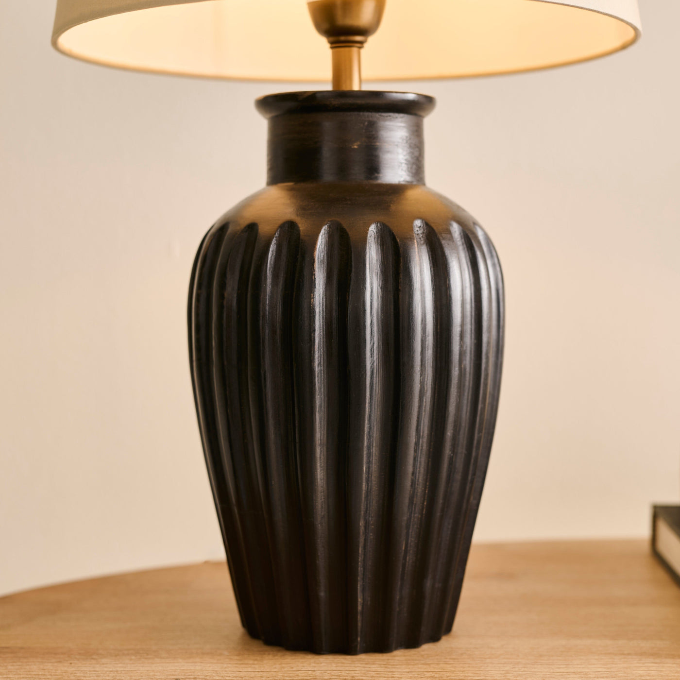 Burcot Black Mango Wood Lamp Base - 28cm