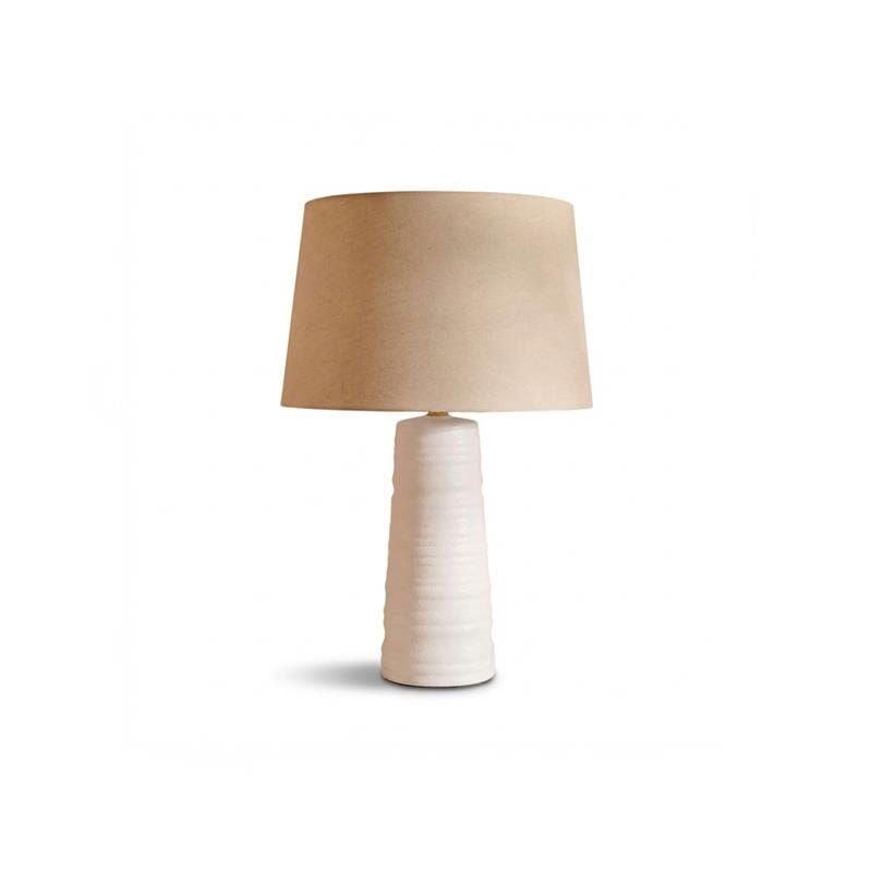 Burleigh 43cm White Ceramic Table Lamp Base & Coningsby Taupe Cotton Lampshade - 35cm