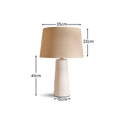 Burleigh 43cm White Ceramic Table Lamp Base & Coningsby Taupe Cotton Lampshade - 35cm