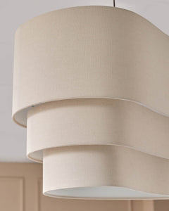 Burleigh 2 bulb natural linen curved pendant light