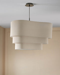 Burleigh 2 bulb natural linen curved pendant light