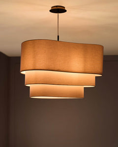 Burleigh 2 bulb natural linen curved pendant light