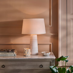 Burleigh 43cm White Ceramic Table Lamp Base & Coningsby Snow White Cotton Lampshade - 35cm