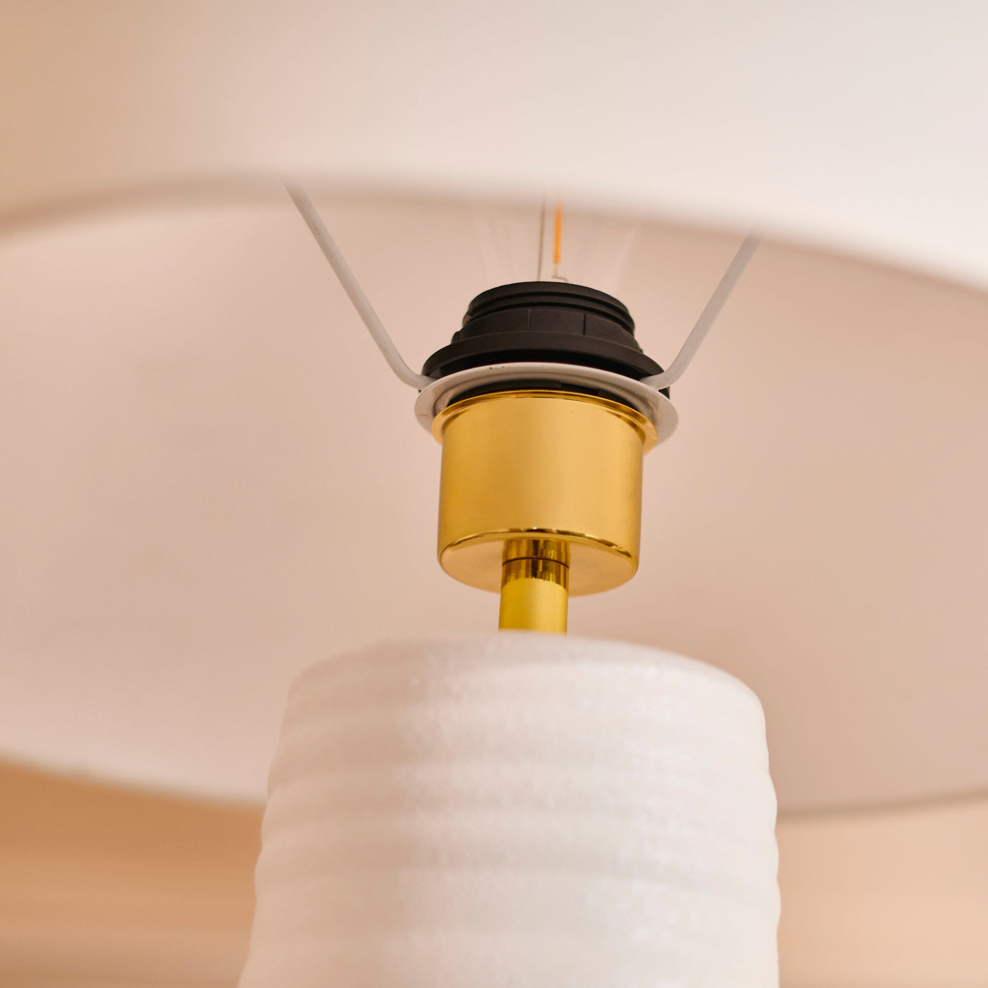 Burleigh 43cm White Ceramic Table Lamp Base & Coningsby Snow White Cotton Lampshade - 35cm