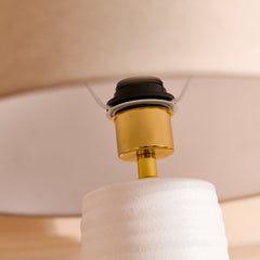 Burleigh 43cm White Ceramic Table Lamp Base & Coningsby Taupe Cotton Lampshade - 35cm