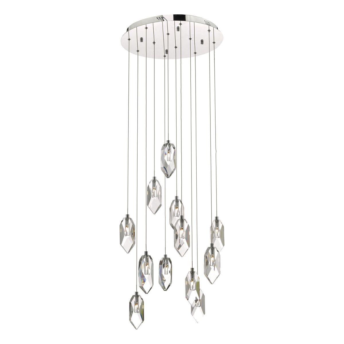 Crystal 12-Light Stairwell Pendant in Polished Chrome 2M Drop