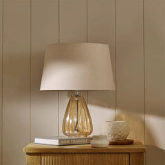 Alma 23cm Champagne Glass Table Lamp & Coningsby Taupe Cotton Lampshade - 30cm